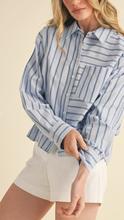 Load image into Gallery viewer, Blue Striped Button Down
