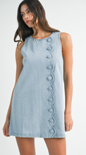 Load image into Gallery viewer, Scalloped Chambray Mini Dress

