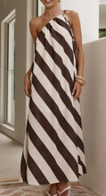 Load image into Gallery viewer, Brown and White One Shoulder Dress
