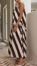 Load image into Gallery viewer, Brown and White One Shoulder Dress
