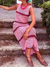 Load image into Gallery viewer, Pink and Red Crochet Cover Up
