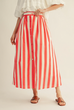 Load image into Gallery viewer, Red and White Striped Skirt
