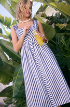 Load image into Gallery viewer, Striped Midi Dress with Scalloped Straps
