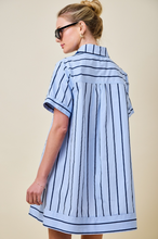 Load image into Gallery viewer, Blue Striped Collared Shirt Dress
