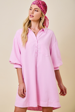 Load image into Gallery viewer, Pink Linen Shirt Dress
