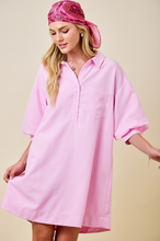 Load image into Gallery viewer, Pink Linen Shirt Dress
