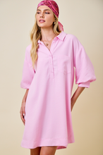Load image into Gallery viewer, Pink Linen Shirt Dress
