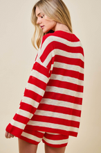 Load image into Gallery viewer, Oversized Red Striped Sweater

