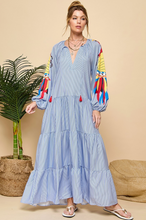 Load image into Gallery viewer, Printed Sleeve Striped Maxi Dress
