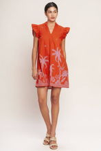 Load image into Gallery viewer, Red Palm Tree Flutter Sleeve Dress
