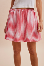 Load image into Gallery viewer, Red and Pink Striped Mini Skirt
