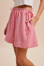 Load image into Gallery viewer, Red and Pink Striped Mini Skirt
