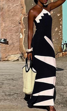 Load image into Gallery viewer, Black and White Halter Dress
