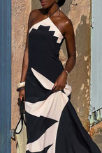 Load image into Gallery viewer, Black and White Halter Dress
