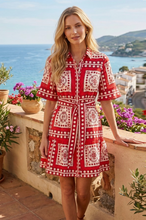 Load image into Gallery viewer, Scarf Printed Belted Mini Dress
