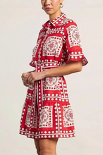 Load image into Gallery viewer, Scarf Printed Belted Mini Dress
