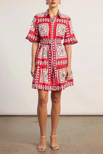 Load image into Gallery viewer, Scarf Printed Belted Mini Dress
