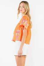 Load image into Gallery viewer, Orange and Pink Embroidered Blouse
