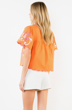 Load image into Gallery viewer, Orange and Pink Embroidered Blouse
