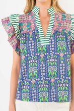 Load image into Gallery viewer, Flutter Sleeve Contrasting Blouse
