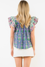 Load image into Gallery viewer, Flutter Sleeve Contrasting Blouse
