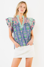 Load image into Gallery viewer, Flutter Sleeve Contrasting Blouse
