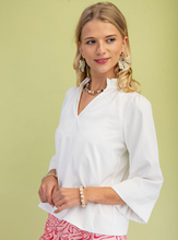 Load image into Gallery viewer, Ruffle Neck White Blouse

