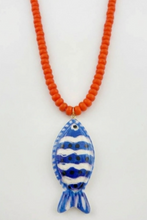 Load image into Gallery viewer, Red Beaded Fish Necklace
