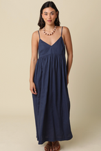 Load image into Gallery viewer, Navy Linen Maxi Dress
