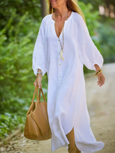 Load image into Gallery viewer, White Linen Maxi Dress
