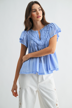 Load image into Gallery viewer, Flutter Sleeve Gathered Neck Blouse
