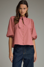 Load image into Gallery viewer, Striped Scarf Blouse
