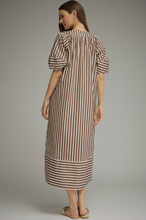 Load image into Gallery viewer, Brown and White Striped Maxi Dress
