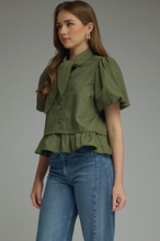 Load image into Gallery viewer, Puff Sleeve Peplum Blouse
