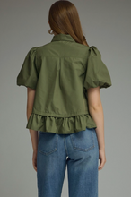 Load image into Gallery viewer, Puff Sleeve Peplum Blouse
