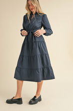 Load image into Gallery viewer, Navy Tiered Midi Dress
