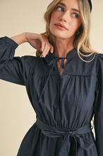 Load image into Gallery viewer, Navy Tiered Midi Dress
