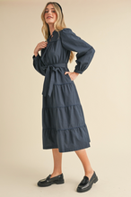 Load image into Gallery viewer, Navy Tiered Midi Dress

