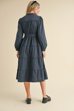 Load image into Gallery viewer, Navy Tiered Midi Dress
