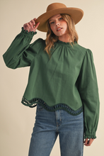 Load image into Gallery viewer, Scalloped and Die Cut Hem Blouse
