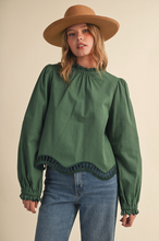 Load image into Gallery viewer, Scalloped and Die Cut Hem Blouse
