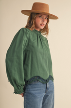 Load image into Gallery viewer, Scalloped and Die Cut Hem Blouse
