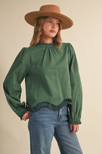 Load image into Gallery viewer, Scalloped and Die Cut Hem Blouse
