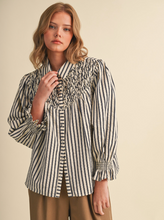 Load image into Gallery viewer, Striped and Gathered Button Down Shirt
