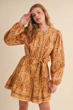 Load image into Gallery viewer, Golden Mustard Belted Mini Dress
