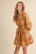 Load image into Gallery viewer, Golden Mustard Belted Mini Dress
