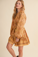 Load image into Gallery viewer, Golden Mustard Belted Mini Dress
