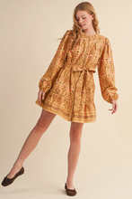Load image into Gallery viewer, Golden Mustard Belted Mini Dress

