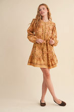 Load image into Gallery viewer, Golden Mustard Belted Mini Dress
