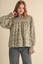 Load image into Gallery viewer, Sage Smocked Blouse
